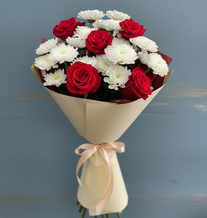 Букет цветов из: Розы и Хризантемы в Осаново-Дубовое