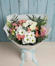 Букет цветов из:  Розы, Лизиантусы и Хризантемы в Осаново-Дубовое