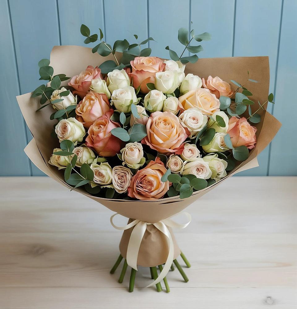Букет цветов из: Альстромерии и Розы в Осаново-Дубовое