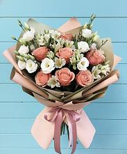 Букет цветов из:  Розы, Альстромерии и Лизиантусы в Осаново-Дубовое