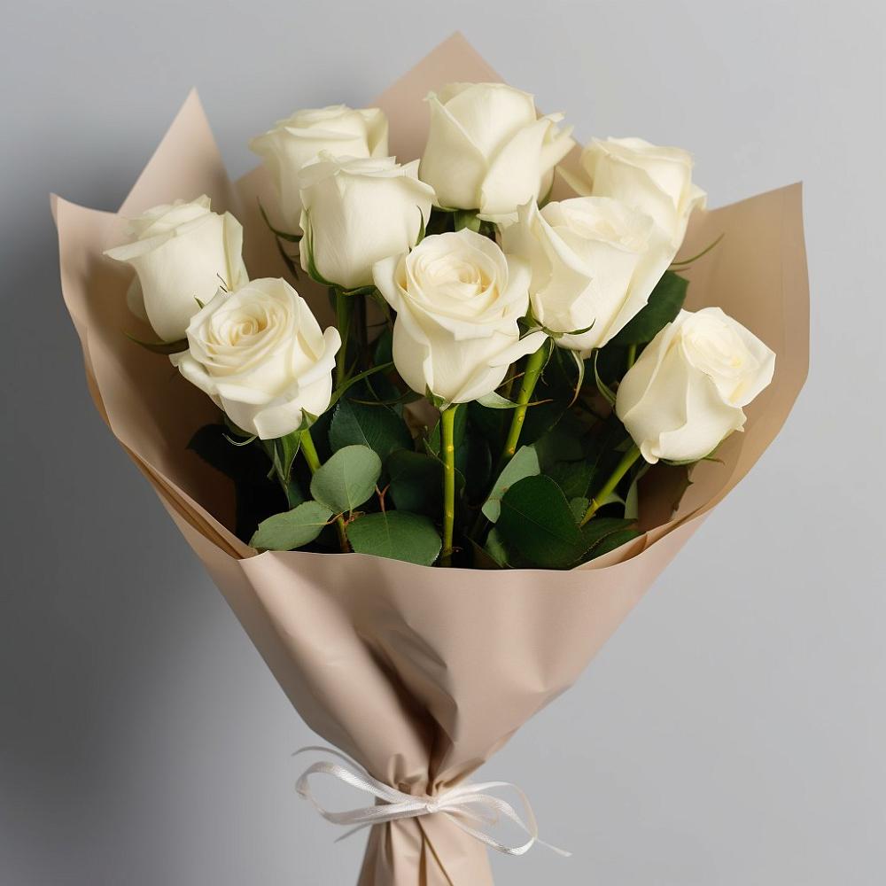 Букет 9 Белых роз Эдлесс Лав в Осаново-Дубовое