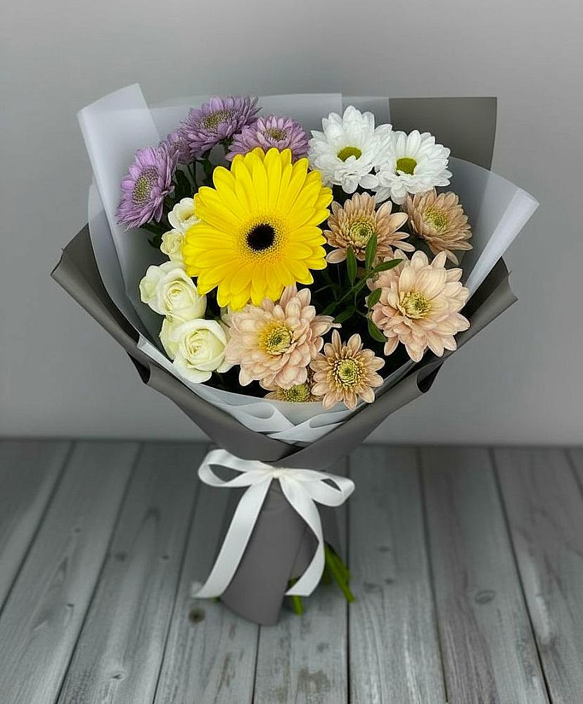 Букет цветов из: Розы, Герберы и Хризантемы в Осаново-Дубовое