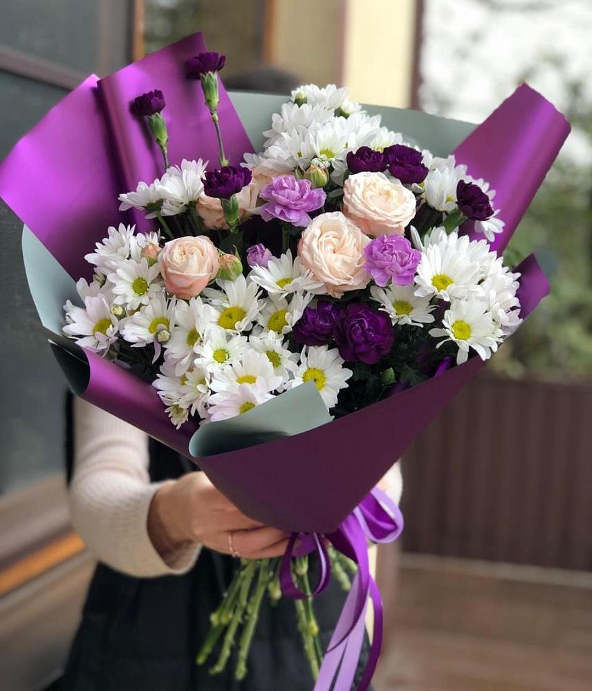 Букет цветов из: Хризантемы, Гвоздики и Розы в Осаново-Дубовое