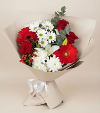 Букет цветов из:  Розы, Хризантемы, Герберы и Лилии в Осаново-Дубовое