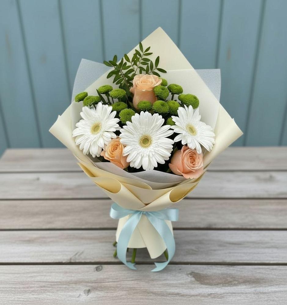 Букет цветов из: Герберы, Розы и Хризантемы в Осаново-Дубовое