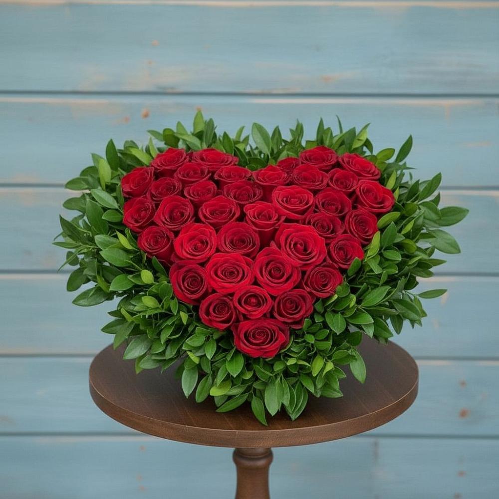 Цветочная композиция из Розы в виде сердца в Осаново-Дубовое