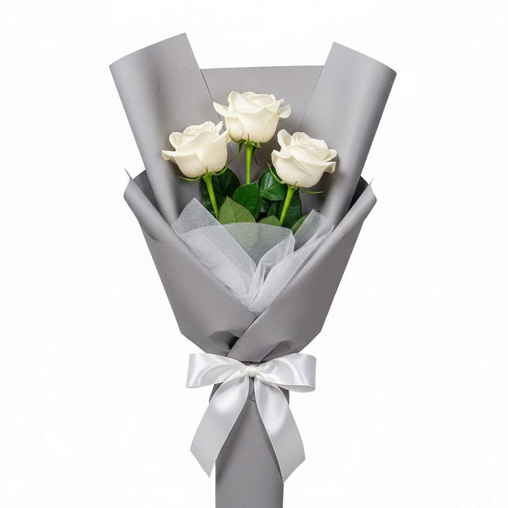 Букет 3 белые розы в Осаново-Дубовое