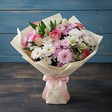 Букет цветов из:  Хризантемы, Альстромерии и Розы в Осаново-Дубовое