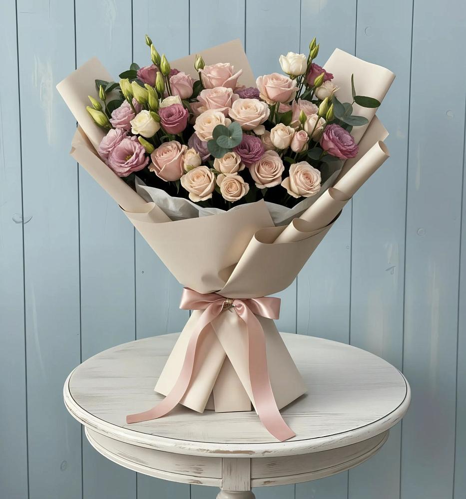 Букет цветов из: Розы и Лизиантусы в Осаново-Дубовое