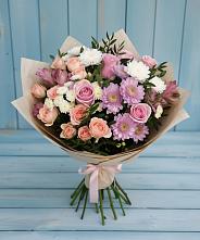 Букет цветов из:  Хризантемы, Розы и Альстромерии в Осаново-Дубовое