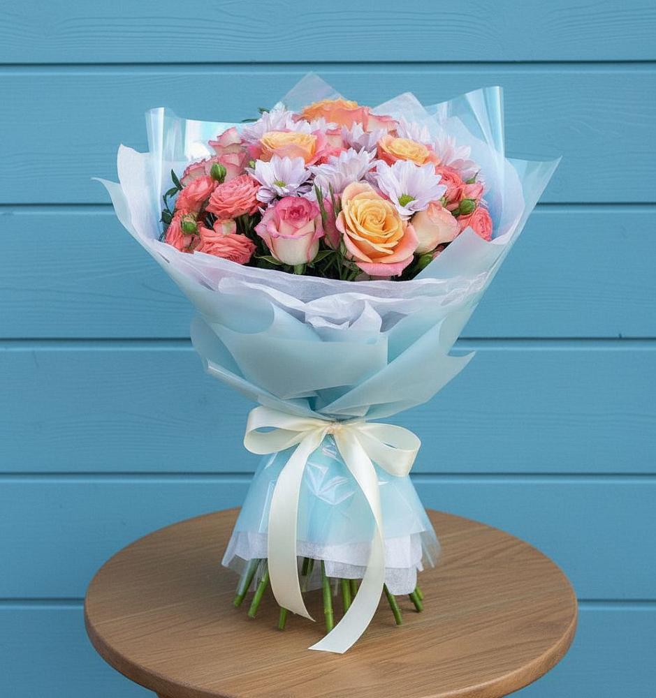 Букет цветов из: Хризантемы и Розы в Осаново-Дубовое