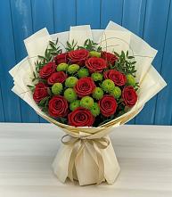 Букет цветов из:  Розы и Хризантемы #REPLACE_PRED# Осаново-Дубовое