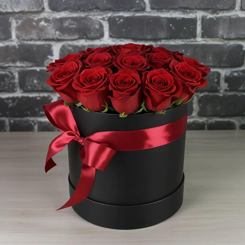 Цветочная композиция из Розы в шляпной коробке в Осаново-Дубовое