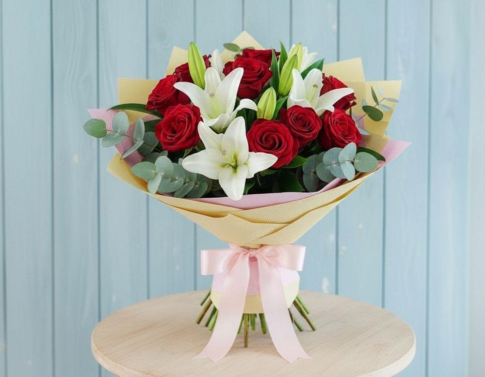 Букет цветов из: Лилии и Розы в Осаново-Дубовое